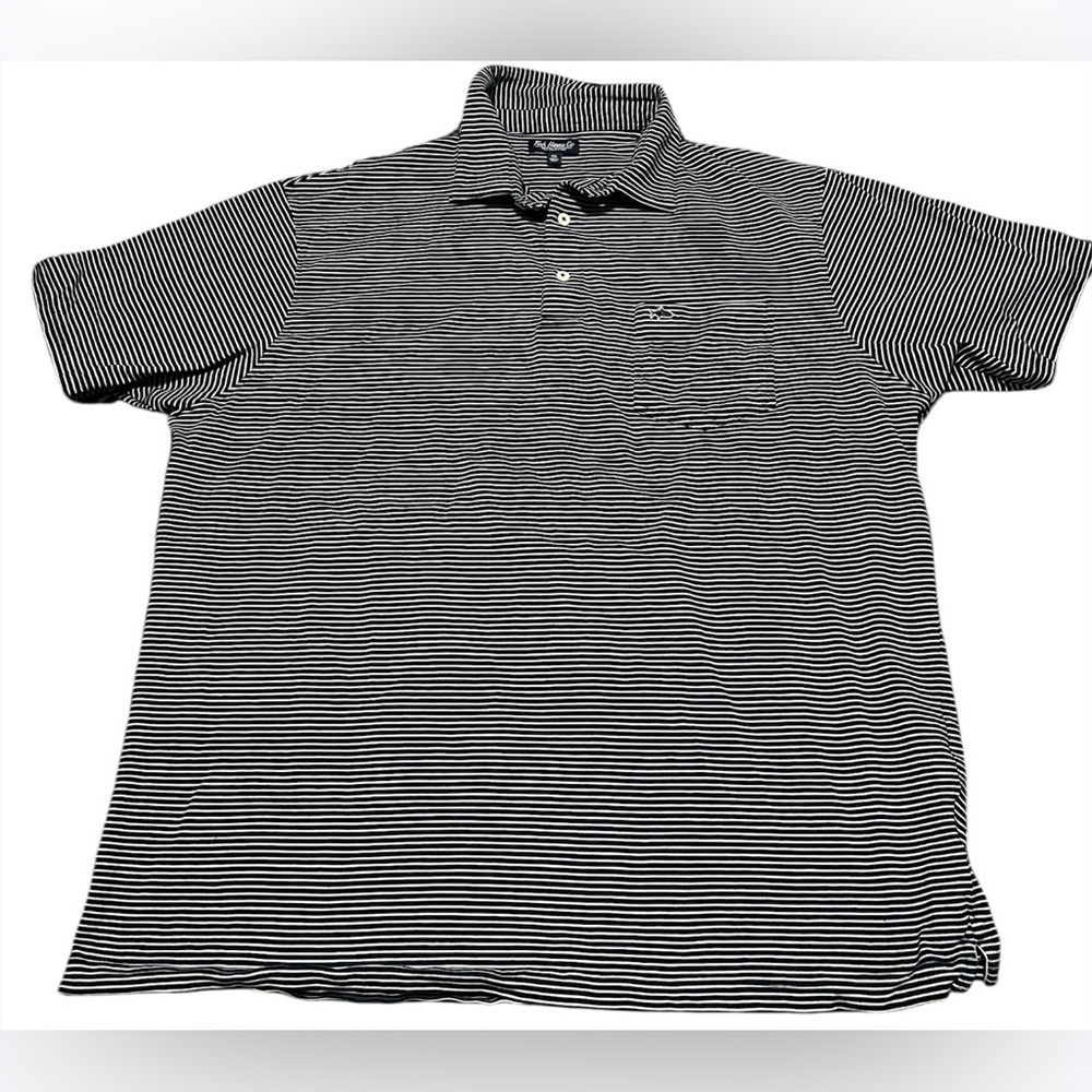 Fish Hippie Co. Polo Collection Short Sleeve Navy/White Striped Polo